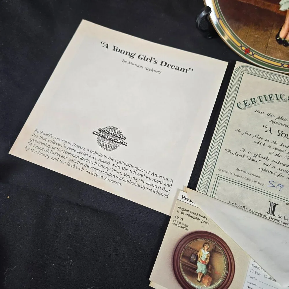 Vintage Knowles Norman Rockwell "A Young Girls Dream" Plate w COA & Original Box - Picture 5 of 8